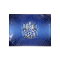 V Syndicate Glass Rollin' Tray Small Hamsa Blue Glass Rollin' Tray
