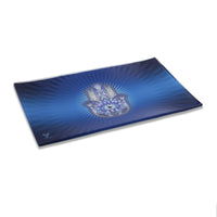 V Syndicate Glass Rollin' Tray Hamsa Blue Glass Rollin' Tray