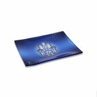 V Syndicate Glass Rollin' Tray Hamsa Blue Glass Rollin' Tray