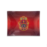 V Syndicate Glass Rollin' Tray Small Hamsa Red Glass Rollin' Tray