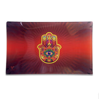 V Syndicate Glass Rollin' Tray Medium Hamsa Red Glass Rollin' Tray