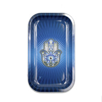 V Syndicate Rollin Trays Medium Hamsa Blue Metal Rollin' Tray