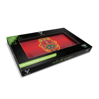 V Syndicate Glass Rollin' Tray Hamsa Red Glass Rollin' Tray