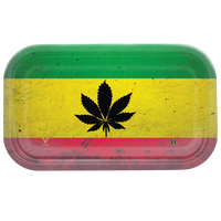 Rasta Leaf Metal Rollin' Tray