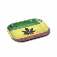 V Syndicate Rollin Trays Rasta Leaf Metal Tray