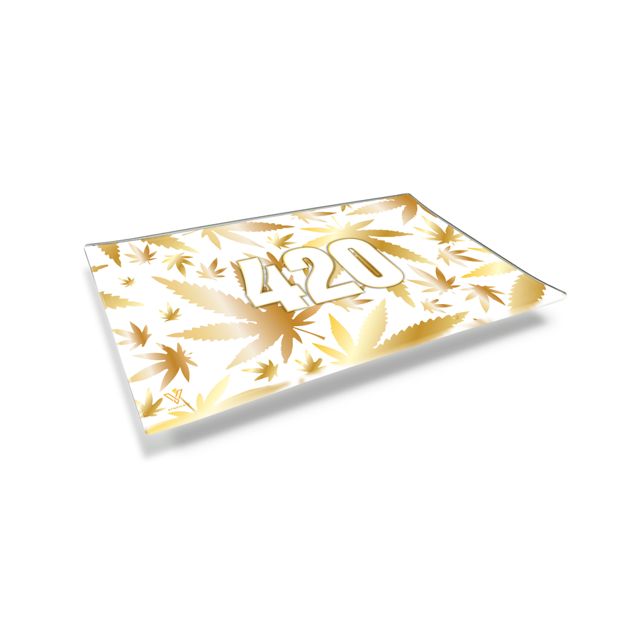 V Syndicate Glass Rollin' Tray 420 Gold Glass Rollin' Tray