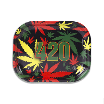 V Syndicate Rollin Trays Small 420 Rasta Metal Rollin' Tray