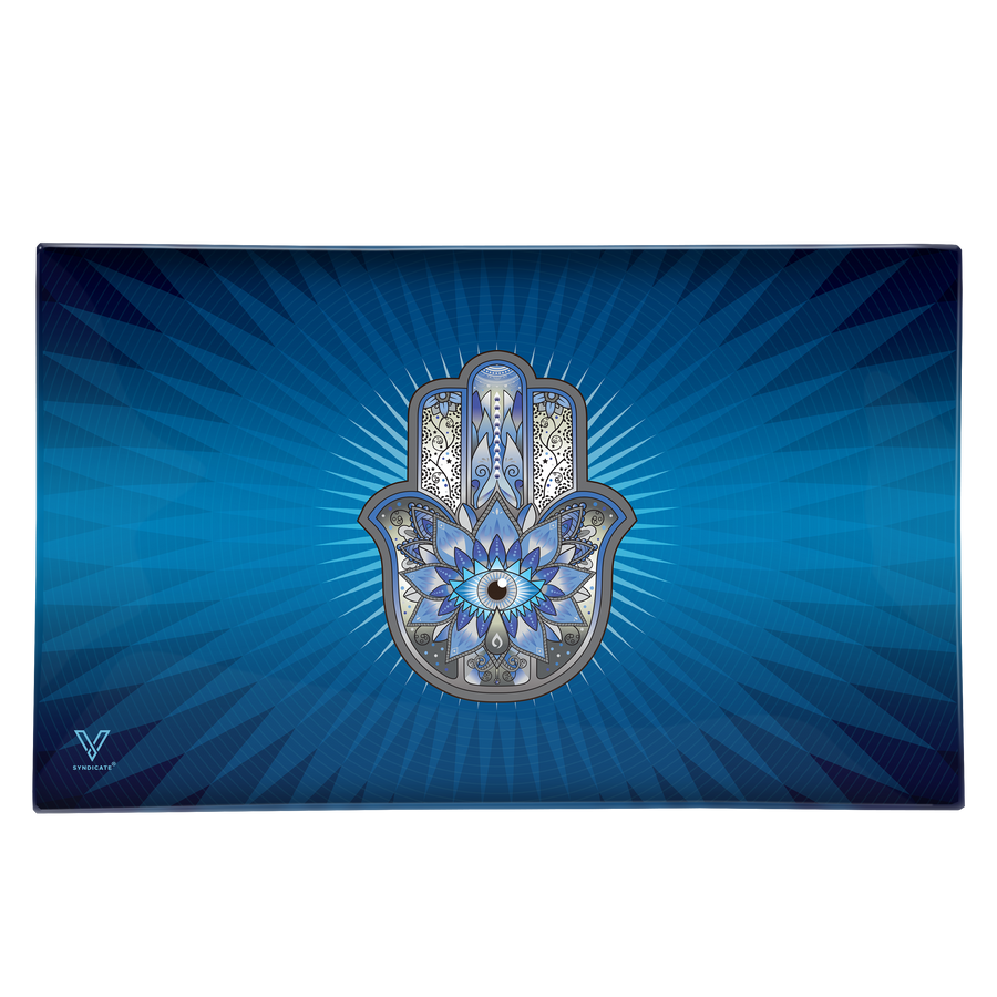Hamsa Blue Glass Rollin' Tray