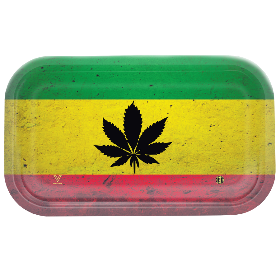 Rasta Leaf Metal Rollin' Tray