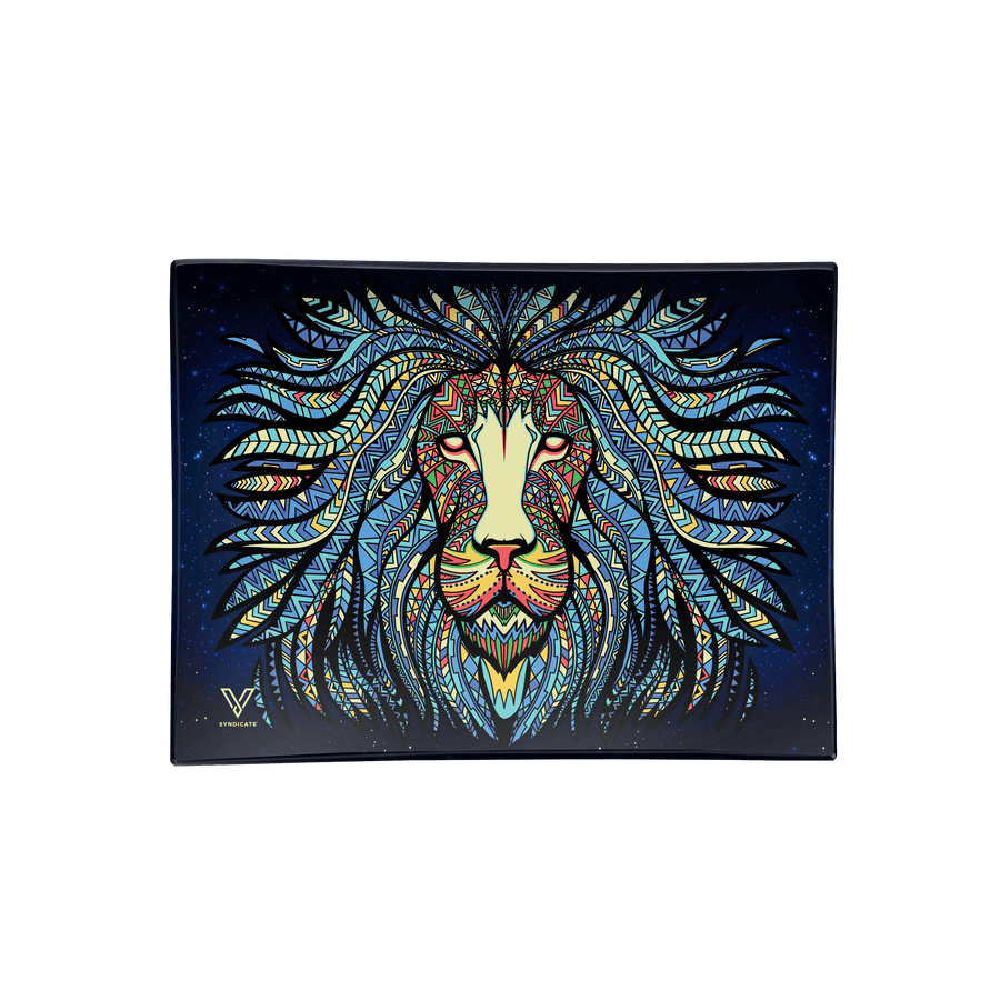 V Syndicate Glass Rollin' Tray Tribal Lion Glass Rollin' Tray