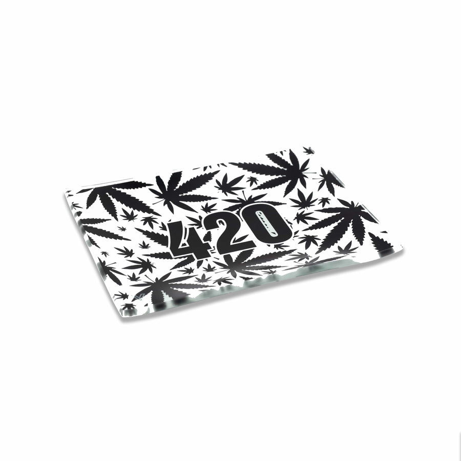 V Syndicate Glass Rollin' Tray 420 B&W Glass Rollin' Tray