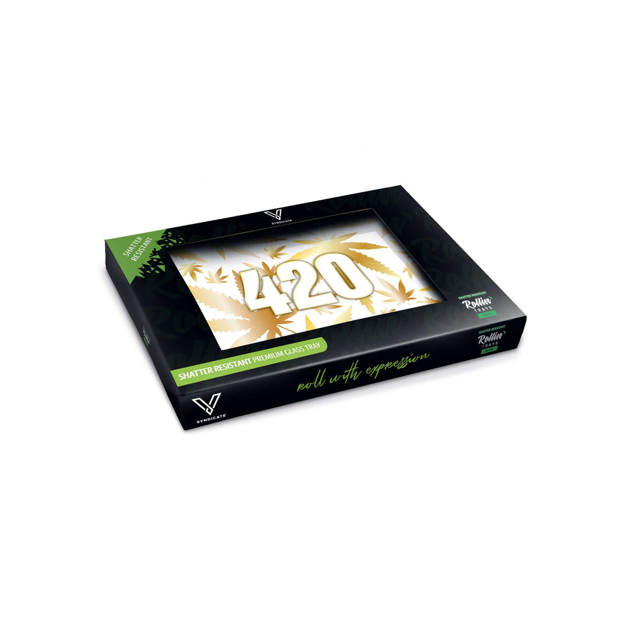 V Syndicate Glass Rollin' Tray 420 Gold Glass Rollin' Tray