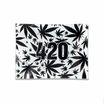 V Syndicate Glass Rollin' Tray Small 420 B&W Glass Rollin' Tray