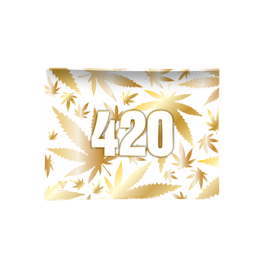 V Syndicate Glass Rollin' Tray Small 420 Gold Glass Rollin' Tray