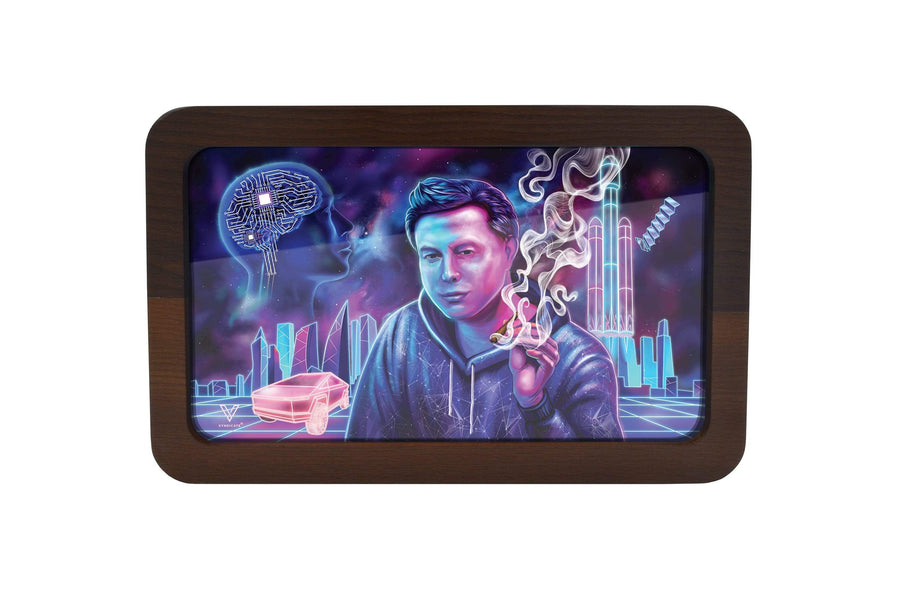V Syndicate Rollin Trays Medium Space Xhale 3D High Def Wood Rollin' Tray