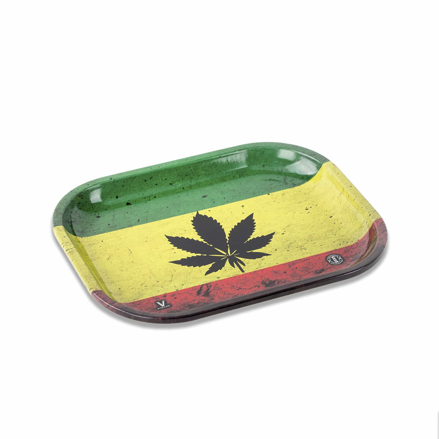 V Syndicate Rollin Trays Rasta Leaf Metal Tray
