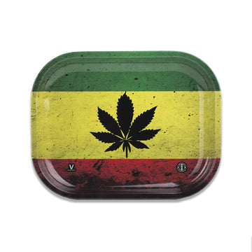 V Syndicate Rollin Trays Small Rasta Leaf Metal Tray